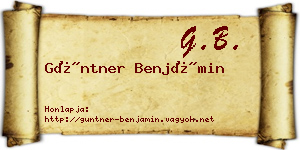 Güntner Benjámin névjegykártya